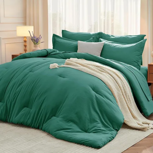 Miniatura 31 de MUXHOMO Juego de edredón de 5 piezas Twin XL, cama suave en una bolsa tamaño Twin XL, juego de ropa de cama para todas las estaciones con edredón