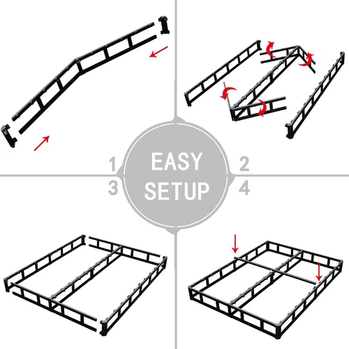 Miniatura 6 de HOBINCHE Somier de 3 pulgadas tamaño Queen de perfil bajo para cama Queen, base de colchón resistente, base de cama de metal, fácil montaje/sin
