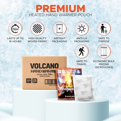 Miniatura 9 de VOLCANO Disposable Hand Warmers - X-Large Economic Bulk 40-Pack - Air Activated, Lasts 16 Hours for Use in Camping, Hiking, Fishing, Hunting