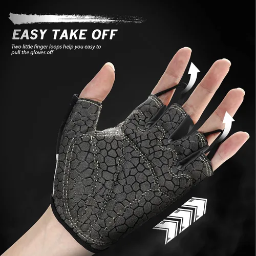 Miniatura 3 de Guantes de bicicleta para hombres y mujeres con almohadilla antideslizante que absorbe los golpes, guantes de ciclismo ligeros de medio dedo