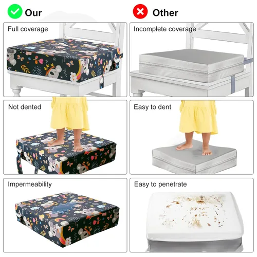 Miniatura 6 de Asiento elevador para niños pequeños para silla de cocina, mesa de comedor, lavable, grueso, resistente, silla elevadora portátil para niños Multi