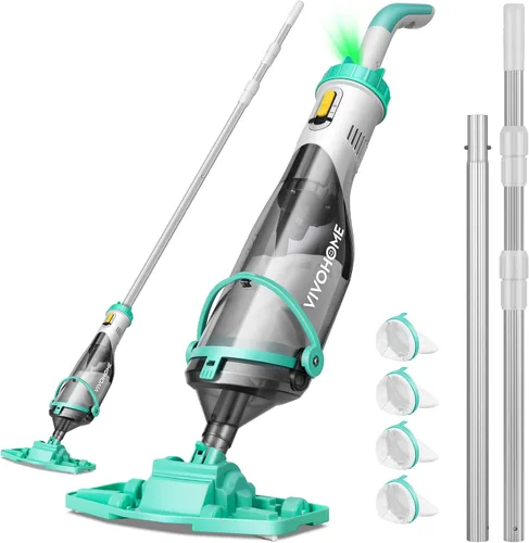 VIVOHOME Aspiradora inalámbrica para piscina con postes telescópicos y de extensión de 9.12 pies, succión de 18.5 GPM, tiempo de funcionamiento de