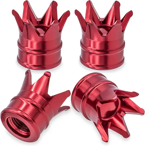Miniatura 10 de 4 tapas de vástago de válvula de neumático con calavera, tapas universales de válvula de neumático de aleación de aluminio con anillo de goma O
