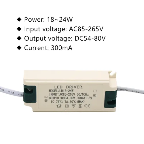 Miniatura 2 de Conductor LED de 18-24W, corriente constante 300mA AC 85-265V Salida 54-72V DC Conector hembra Rectificador Transformador Fuente de alimentación