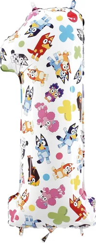 Toyland® Globo de papel de aluminio de 26 pulgadas de Bluey y Bingo con forma de número - Globos de fiesta para niños - Números 1-6 disponibles