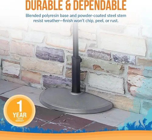 Miniatura 8 de Island Umbrella Base de resina semicircular para paraguas, color marrón, 20 libras