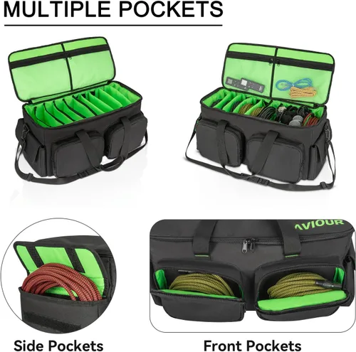 Miniatura 3 de SAVIOUR Bolsa de Archivos para Cables de DJ, Fondo Acolchado Desmontable y Divisores Ajustables, Almacena Cables de Música, Audio y Video