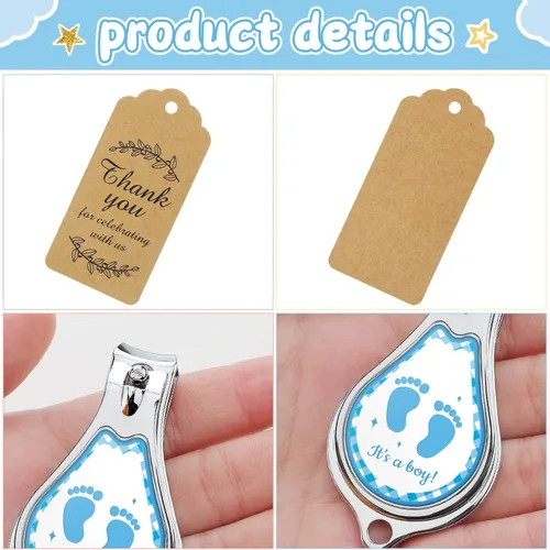 Miniatura 3 de Minatee Juego de 50 abridores de botellas para baby shower, regalos de agradecimiento para invitados de revelación de género (pie de niño)