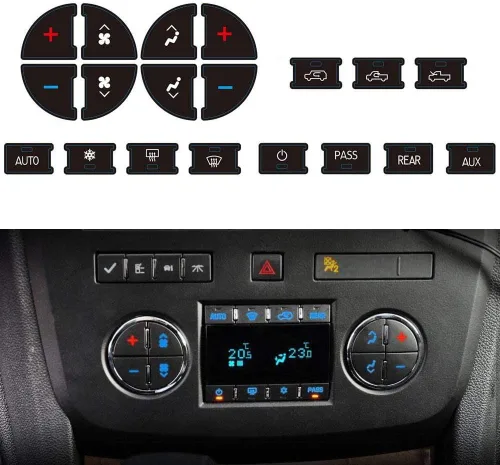 Miniatura 7 de AC Dash Accents - Kit de reparación de calcomanías de botón para fijar botones de control de aire acondicionado desteñidos arruinados – Repuesto