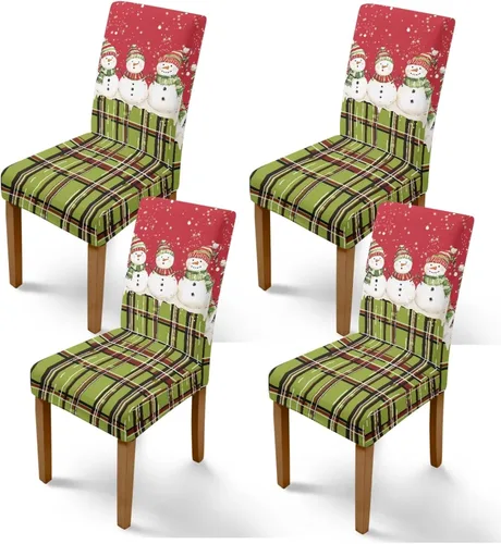 Miniatura 21 de Rnyleeg Fundas de silla de Navidad para sala de estar, diseño de muñeco de nieve azul, estampado de pájaros, fundas para sillas de comedor, 1