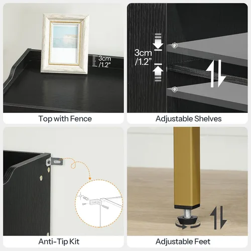 Miniatura 8 de HOOBRO Gabinete para zapatos, organizador de zapatos de 5 niveles con puertas, armario de madera para zapatos para entrada, armario independiente
