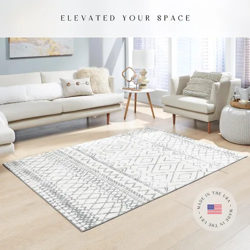 Miniatura 3 de Alfombra de arce con diseño abstracto de diamante, estilo envejecido, alfombra grande [fabricada en Estados Unidos] para salón, dormitorio