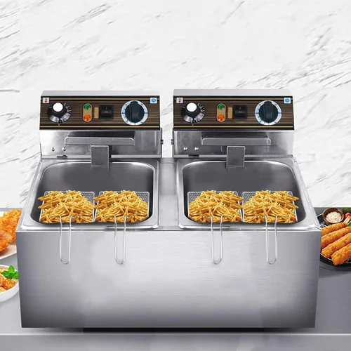 Miniatura 6 de 12 cestas cuadradas de acero inoxidable para freír con asa, cestas de alimentos para servir reutilizables, mini freidora con cesta para cocina