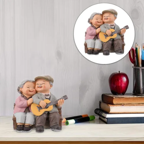 Miniatura 8 de SEWACC Estatuas de pareja de ancianos amorosos, estatuas de resina en miniatura para el día de San Valentín para decoración del hogar, boda, toca