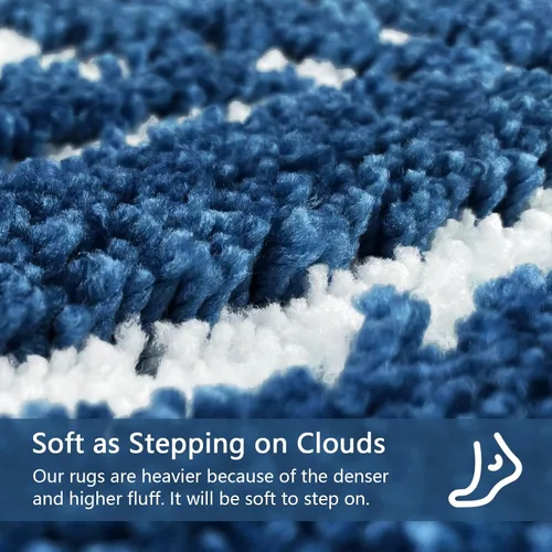 Miniatura 5 de Alfombra de Baño Azul - Alfombra de baño azul oscuro pequeña con hojas tropicales, antideslizante, lavable, para suelo de baño, bonita alfombra