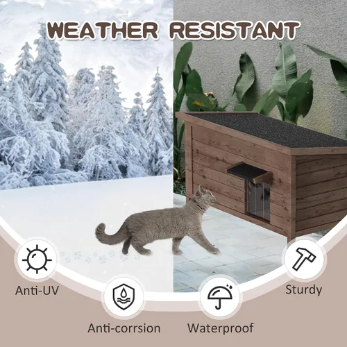 Miniatura 4 de Casa para gatos al aire libre, refugio para gatos totalmente aislado exterior de madera para múltiples gatos, condominios callejeros, granero, gato