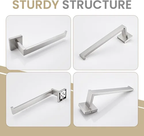 Miniatura 8 de Suyar Toallero de baño, barra de toalla de mano de acero inoxidable SUS 304 para pared, níquel cepillado