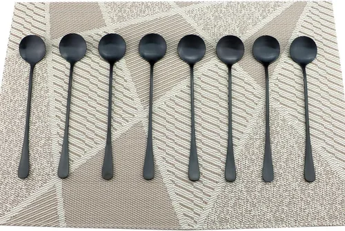 Miniatura 10 de Juego de cubiertos de lujo de acero inoxidable 18/10, 7 piezas, color negro mate, cuchara y tenedor con popote para vasos Yeti de 20 30 onzas, RTIC