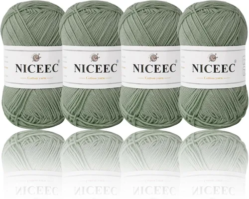 Miniatura 59 de NICEEC 4 madejas de hilo de algodón suave para bebé, 4 capas, manualidades DIY, peso fingering, hilo para manta para ganchillo y tejido, total 700