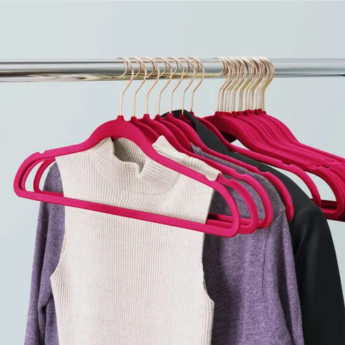 Miniatura 5 de VECELO - Perchas de terciopelo premium para trajes resistentes (paquete de 100) - Antideslizantes y de ahorro de espacio con 12 clips de dedo y 2