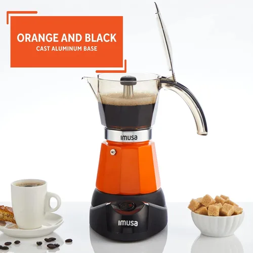 Miniatura 3 de Imusa - Máquina eléctrica para hacer espresso de 6 o 3 tazas, color negro, para café cubano, moka y bebidas de espresso