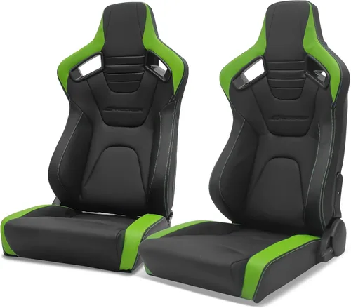 Miniatura 14 de IKON MOTORSPORTS, Asiento universal de carreras PU + cuero de carbono + gamuza, con deslizadores dobles, asiento deportivo reclinable negro