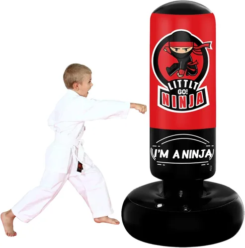 Saco de boxeo para niños, bolsa de boxeo inflable estable de 67 pulgadas para edades de 5 a 12 años, juguete de entrenamiento de ninja karate