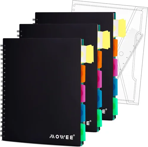 Miniatura 25 de Cuaderno de 5 materias – Cuaderno de espiral, cuaderno de rayas universitarias con bolsillo divisor, pestañas, regla de 11 pulgadas, 200 páginas