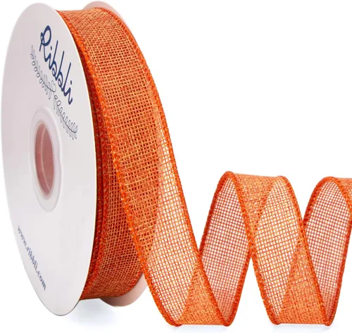 Miniatura 35 de Ribbli Cinta de arpillera natural con alambre, 1 pulgada x 20 yardas continuas, cinta de borde con alambre para coronas, lazos grandes, decoración