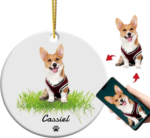 Miniatura 14 de Adornos de Navidad personalizados para perros 2025 – Adornos de foto de mascota personalizados para decoraciones de árboles de Navidad, adorno