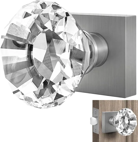 Miniatura 12 de Balin Designs - Perilla de puerta de cristal negro con cerradura, juego de perillas de puerta de vidrio para privacidad interior, manija decorativa