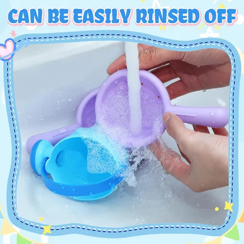 Miniatura 7 de Juguetes de baño pequeños y suaves para niños pequeños de 1 a 3 años – Juguetes de mesa de agua súper fáciles de limpiar, juguete de bañera para Azul