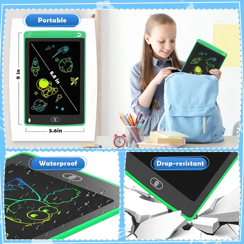 Miniatura 5 de Paquete de 3 tabletas de escritura LCD para niños, tableta de dibujo de garabatos colorida de 8.5 pulgadas, juguetes educativos de aprendizaje