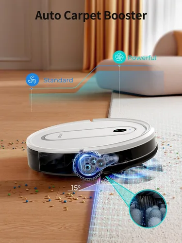 Miniatura 7 de Robot aspirador y trapeador – Potente succión de 4000 Pa, control de aplicación/Alexa, solución de limpieza 3 en 1 con carga automática, perfecta