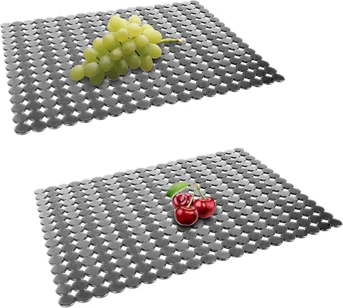 Miniatura 12 de Paquete de 2 alfombrillas para fregadero de cocina de acero inoxidable/cerámica, protectores ecológicos de PVC para la parte inferior del fregadero