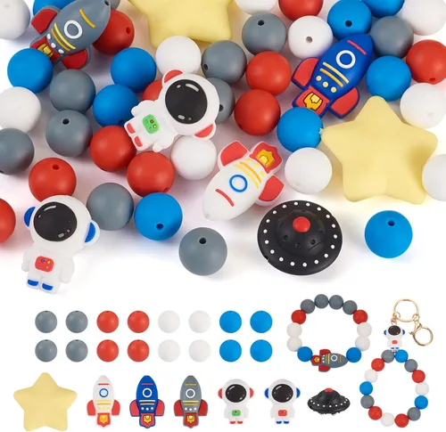 Miniatura 18 de Craftdady 20 cuentas de números de silicona de 0.531 in, números blancos y negros, 0-9, cuentas focales redondas para bolígrafos, manualidades