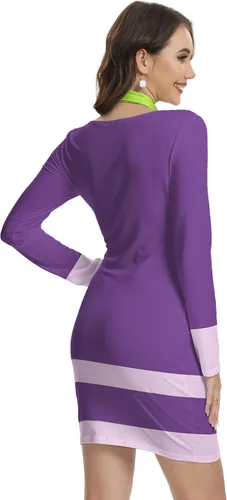 Miniatura 6 de TMSD Minivestido de disfraz de Halloween de manga larga para mujer con bufanda