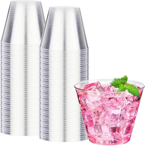 Miniatura 7 de RACETOP 9 oz 100 Pack Gold Glitter Plastic Cups, Disposable Gold Glitter Clear Plastic Cups for Parties, Gatherings, Weddings, and Festival Events