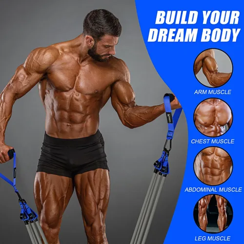 Miniatura 4 de WOQQW Bandas de resistencia pesada para entrenamiento, bandas de ejercicio de 350 libras/450 libras con asas, juego de bandas de entrenamiento