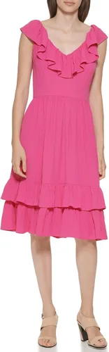 Miniatura 2 de Calvin Klein Vestido sin mangas con volantes plisados laterales para mujer