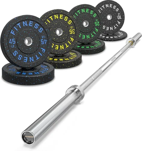 Miniatura 14 de HANDBODE Olympic High-Bounce Bumper Plates Bench Press Barbell Weights Set 2 - Inch, 10-55 lb Rubber Weight Sets for Home Gym, Strength Training