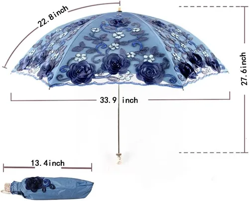 Miniatura 89 de Honeystore - Parasoles de encaje de flores para fiesta de boda, paraguas nupcial de encaje