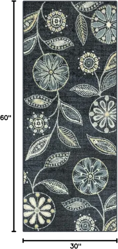 Miniatura 2 de Maples Rugs Reggie - Alfombra de pasillo floral, fabricada en Estados Unidos, lavable, antideslizante, alfombra de interior para cocina, pasillo