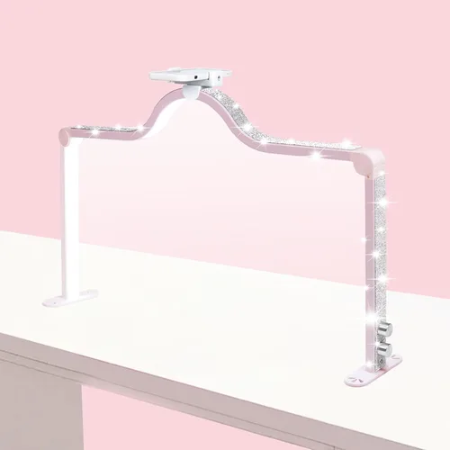 Miniatura 8 de Luz de uñas de 34 pulgadas para escritorio, luz de media luna con atenuación de 3 niveles, lámpara de 3360 lúmenes, ajustable con soporte