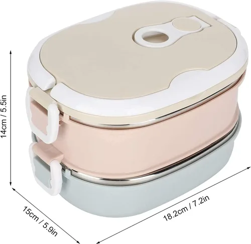 Miniatura 6 de Lonchera de 60.9 fl oz, recipientes de almuerzo de acero inoxidable 304 para adultos, portátil, a prueba de fugas, ecológica, para alimentos fríos