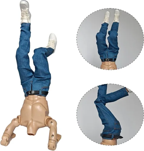 Miniatura 5 de Pantalones de soldado a escala 1/6 Jeans clásicos y modelo de cinturón para cuerpo de figura de acción masculina de 12 '' (azul)