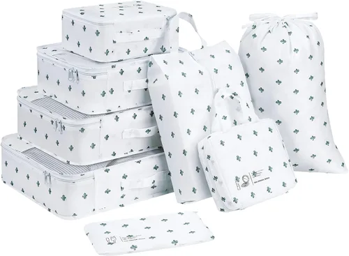 DIMJ Juego de 8 cubos de embalaje, organizador de viaje, bolsas organizadoras de equipaje, bolsas organizadoras de maleta, juego con bolsa para