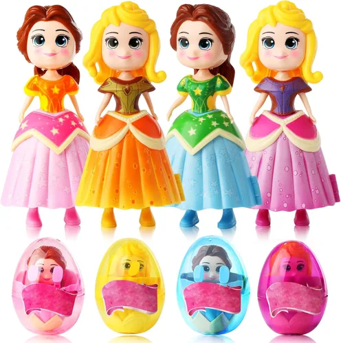 xutengy Paquete de 4 rellenos esenciales para cesta de Pascua, huevos de princesa, juguetes de deformación prellenados para niños y niñas