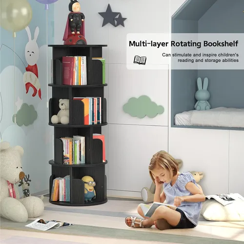 Miniatura 6 de Aheaplus Estantería giratoria, torre giratoria de 360 grados para espacios pequeños, estante de almacenamiento de 4 niveles, organizador estrecho