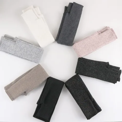 Miniatura 12 de Facecozy Calentadores de brazos para mujer, mezcla de lana de cachemira, guantes largos sin dedos para mujer, guantes para clima frío con agujero